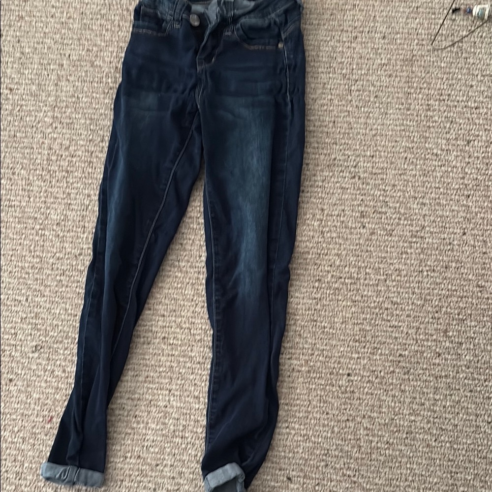 Women's Dark Blue Cuffed Skinny Jeans